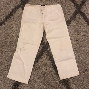 American eagle, distressed white capris size 2